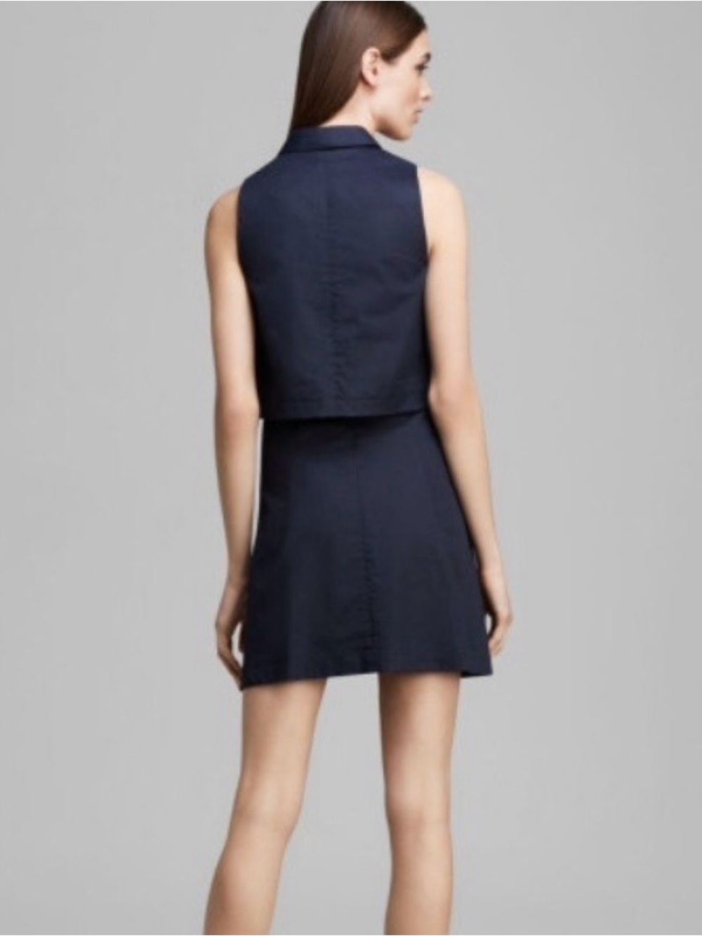 Theory Gemine Taranto Pop Top Sleeveless Dress in color Mud (brown/olive) - Picture 7 of 16